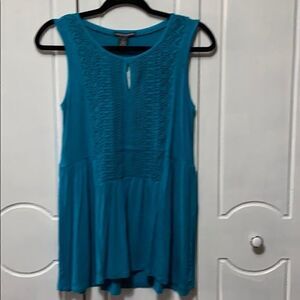 NWT Chelsea & Theodore Teal crochet front Tunic S